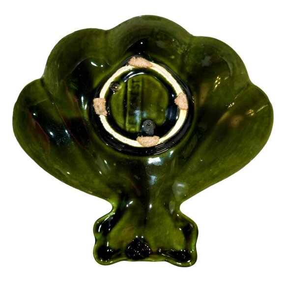 Vintage MCM DeForest Green Sea Shell Trinket Soap Serving Dish Ceramic Coastal - Picture 3 of 5